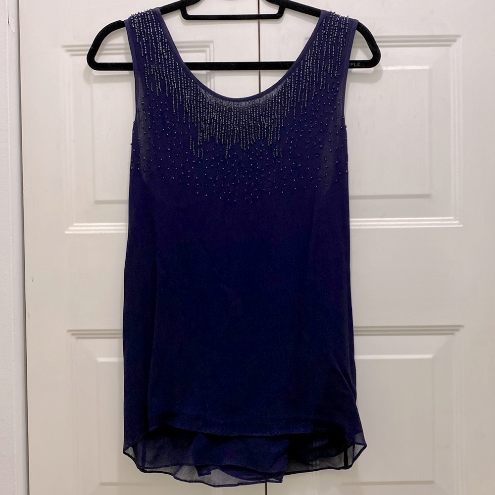 Navy beaded top